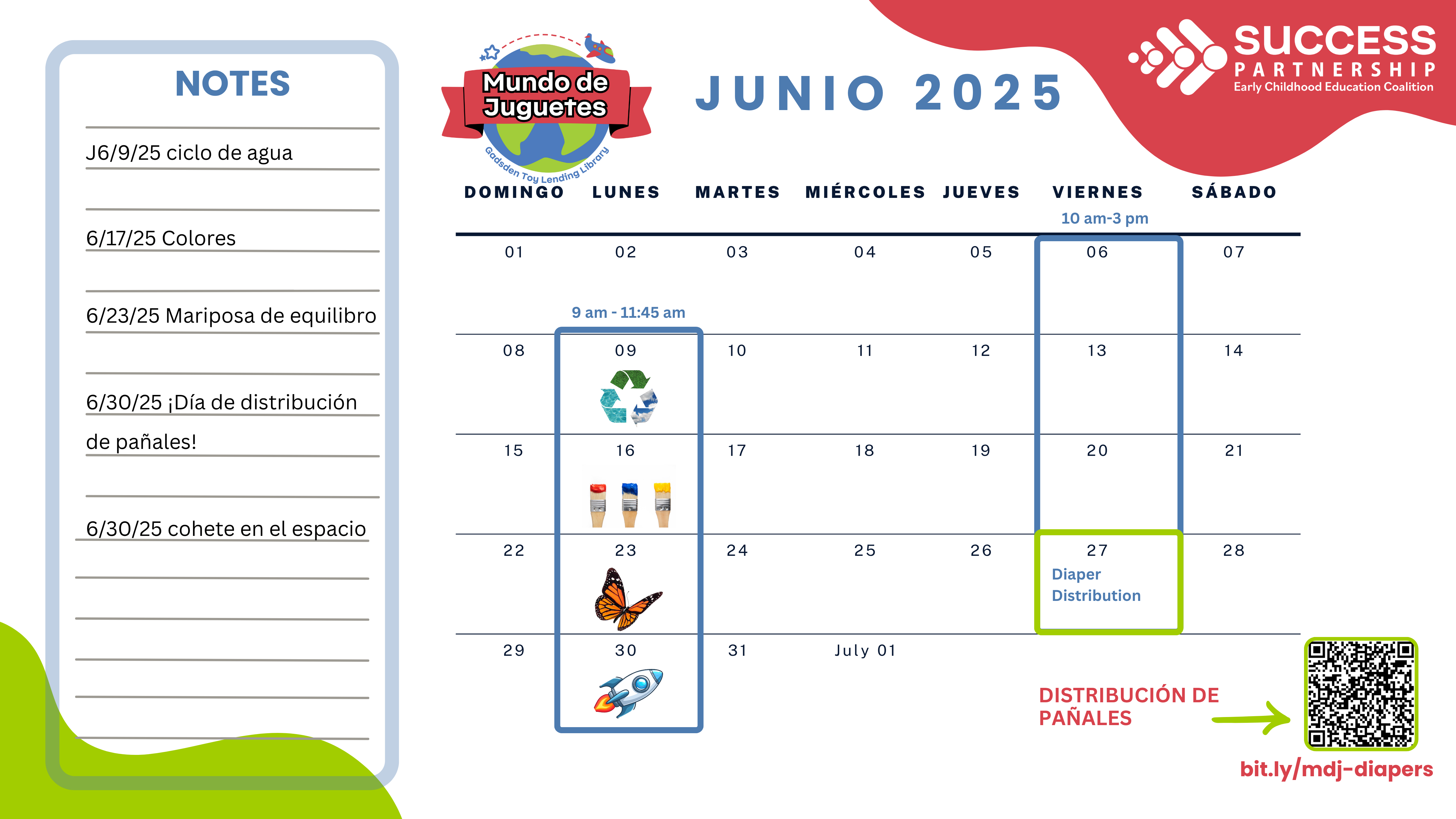 2025 Summer Calendar of events Espanol